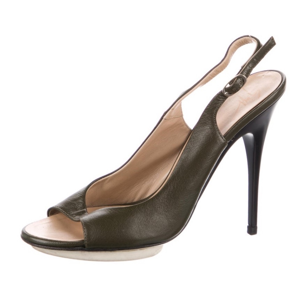 Giuseppe zanotti green sling back pumps size 7